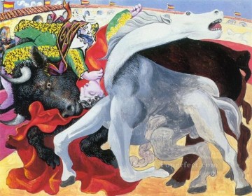  1933 Pintura al %C3%B3leo - Corrida la mort du torero 1933 Cubistas